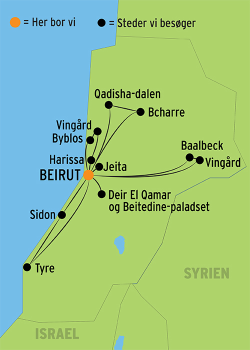 Kort over Libanon